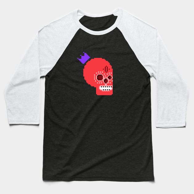 Pixel skull Baseball T-Shirt by jsein28